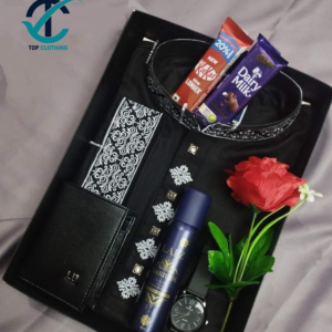 Embroidered Black Panjabi – Luxury Combo Edition